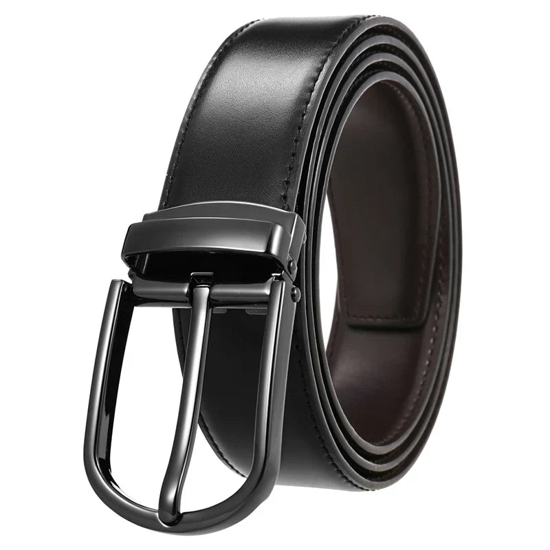 Men's Belt Genuine Leather with Reversible Buckle in Zinco