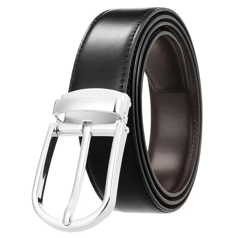 Men's Belt Genuine Leather with Reversible Buckle in Zinco