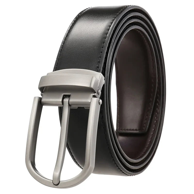 Men's Belt Genuine Leather with Reversible Buckle in Zinco