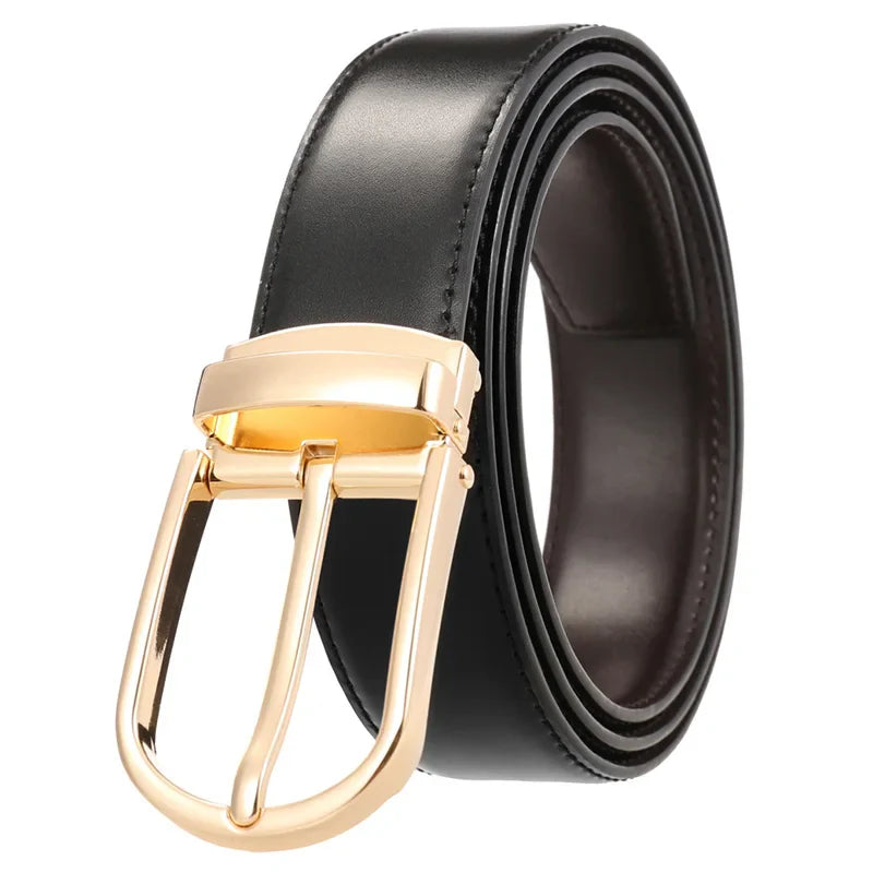 Men's Belt Genuine Leather with Reversible Buckle in Zinco