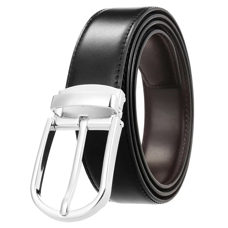 Men's Belt Genuine Leather with Reversible Buckle in Zinco